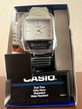 Casio AQ800E-7A, Vintage Styled Analog/Digital Silvertone Watch, Alarm, Chrono