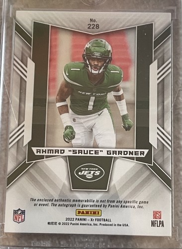 2022 PANINI XR AHMAD "SAUCE" GARDNER RPA ROOKIE PATCH AUTO /49 RPA - Picture 2 of 2