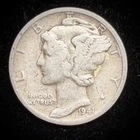90% Silver - 1941 Mercury Dime Circulated - 03-72