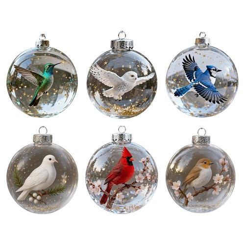 Nature’s Birds Crystal Glass Ornament Sets, Cardinal Bird Glass Christmas Trees - Bild 12 von 21