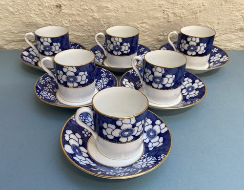Antique Copeland Spode Cracked Ice & Prunus demitasse coffee cups cans & saucers - Picture 2 of 21