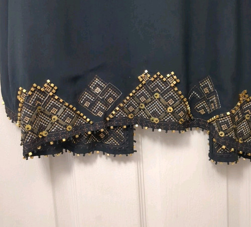 Warehouse embellished/sequinned black cropped kimono jacket Size 14 - Picture 4 of 6