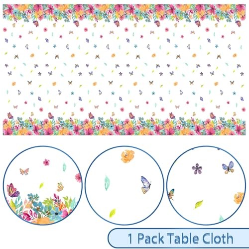 Spring Butterfly Table Cover - Rectangle, Disposable Plastic, Flower Butterfly - Picture 4 of 8