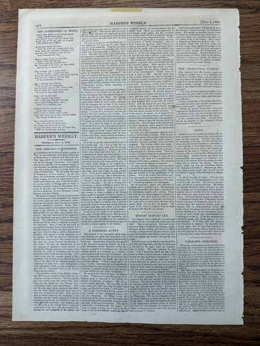 Harper's Weekly July 2, 1864 Newspaper 'Gen. Robert Egmund Lee' - 第 4/4 張圖片