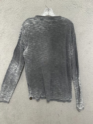 Lucky Brand Venice Burnout Shirt Mens Medium Gray Thermal Waffle Knit - Picture 3 of 5