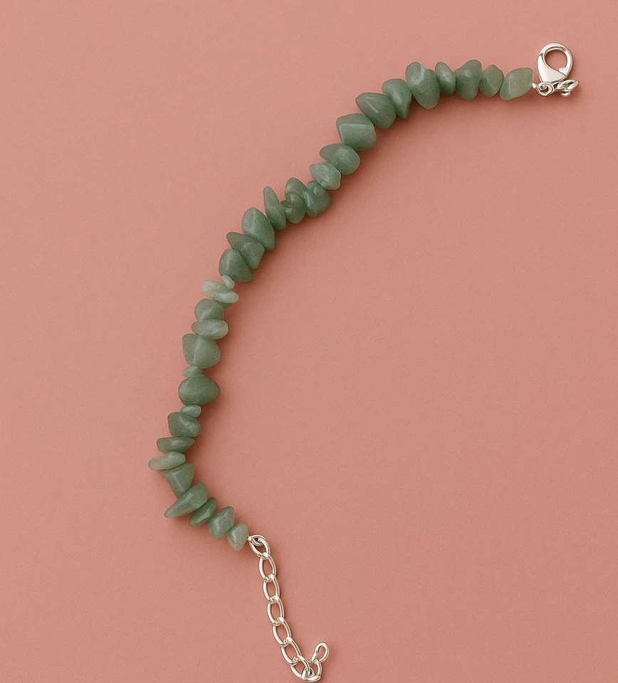 Green Aventurine Chip Stone Crystal Bracelet, Stainless Steel - Image 2 of 4