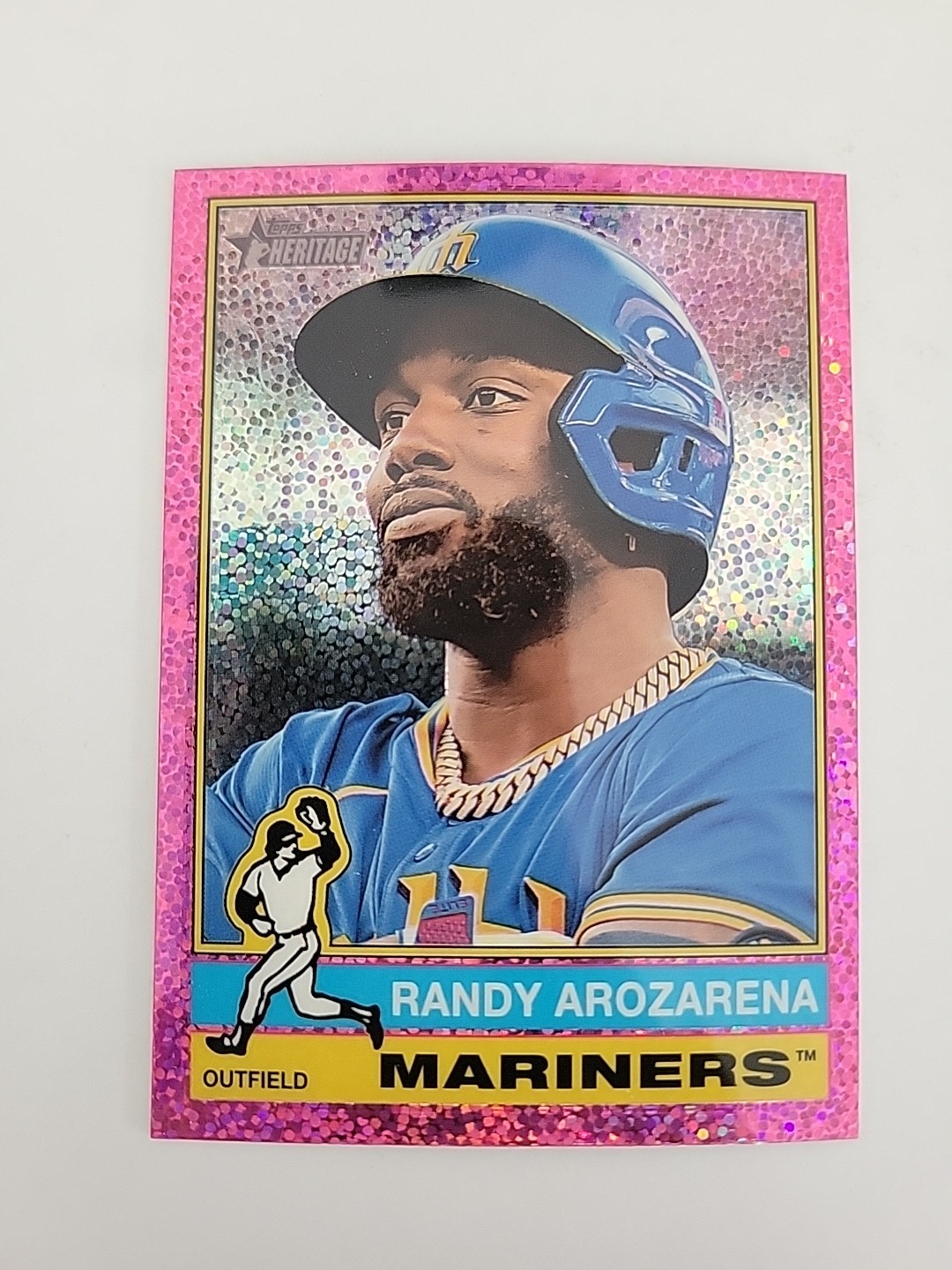 2025 Topps Heritage Chrome Pink Sparkle Randy Arozarena Seattle Mariners A10