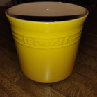 Le Creuset Dijon Yellow Ombre Large Stoneware Utensil Crock Holder Vtg