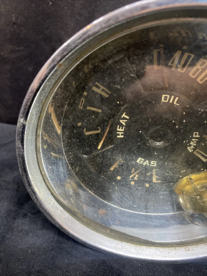 1951 STUDEBAKER COMMANDER HEAT OIL AMP GAS GAUGE ASSY OEM VINTAGE PARTS ONLY - Image 3 of 4