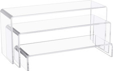 3 PC Large Clear Acrylic Riser Set, Acrylic Display Risers Shelf Showcase Fixtur