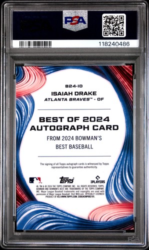 2024 Bowman'S Best Of 2024 Isaiah Drake Red Refractor AUTO PSA 10 # /5 - Bild 2 von 2