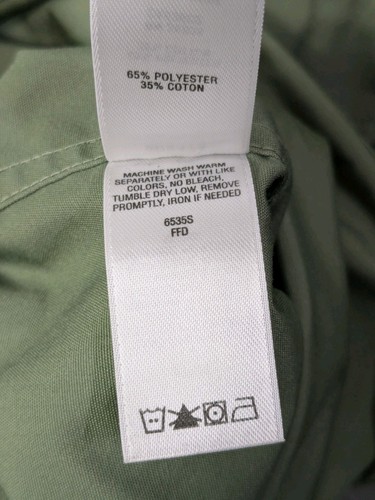 Cabelas Safari Series Shirt Large Green Long Sleeve Button Epaulets Military - Picture 5 of 16