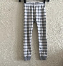 Hanna Andersson White Light Gray Stripe Pajama Pants Long John 6 7