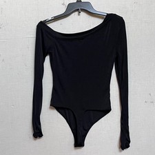 Free People Black Long Sleeve Off-Shoulder Bodysuit Thong Intimately Size L