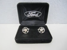 Vintage 925 Sterling Silver Ford Mustang Wheel Cufflinks in original display box