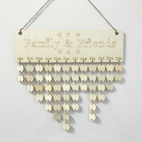 Geburtstagskalender Dauerkalender Holz Herz Wandkalender für Familie Geschenk