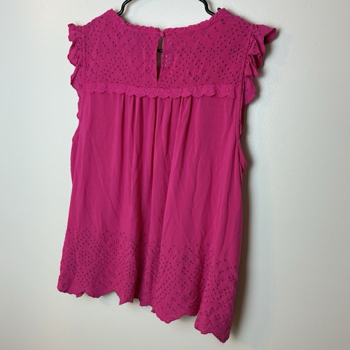 Torrid Übergröße 1 Flügelärmel Bluse dunkelrosa Ösen Rüschen Oberteil - Bild 5 von 5