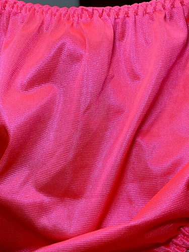 Fluorescent Pink Polyester Silky Panty Sheer Floral Lace Sissy Briefs Sz.7~8 - Picture 10 of 19