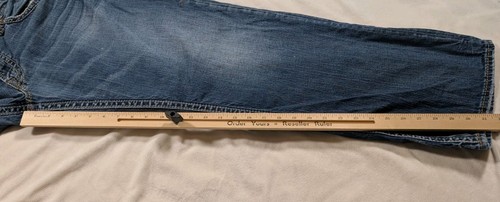 Silver Jeans Mens 38x32 Zac Relaxed Straight Dark Wash Denim Stretch Whiskers - Picture 17 of 20