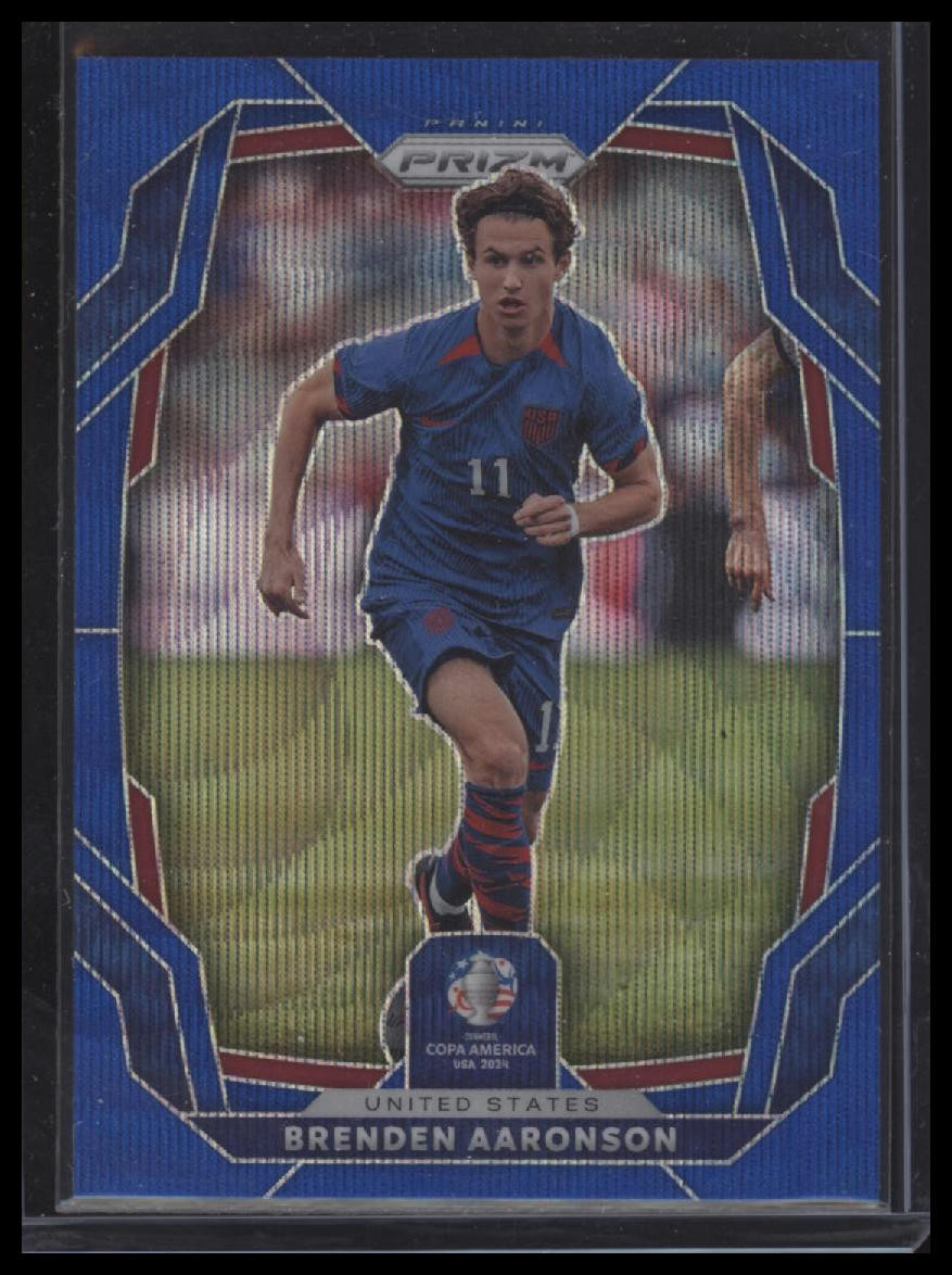 2024 Panini Prizm Copa America #160 Brenden Aaronson Blue Wave Prizm #/199