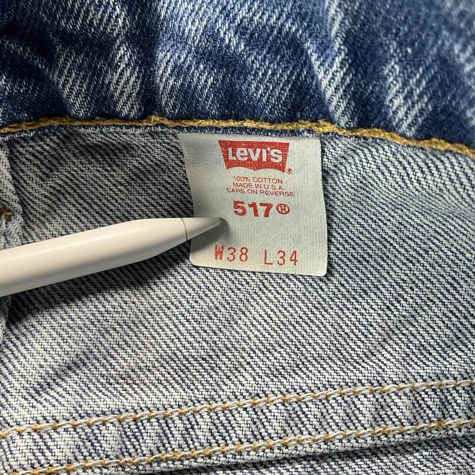 Vintage Levi’s 517 Men’s 36 Orange Tab 90s Bootcut Medium Stonewash Made In USA - Image 3 of 4