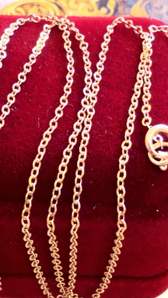 Cadena de oro rosa 14k 585 -Era vintage de Europa del Este URSS - 21,5" - 54,6 cm - #1958 Foto 2 de 4