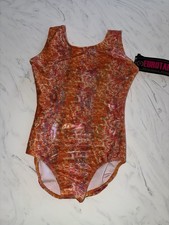 Eurotard Orange Fire Shimmer Leotard Dance Gymnastics Metallic Girls M New Nwt
