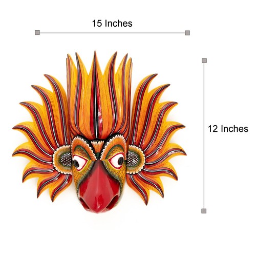 Wooden Mask High Quality 18x12 Inches Hand Carved Sri Lanka Traditional Mask - Picture 36 of 144
