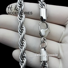 17"20"24"30"MEN's Stainless Steel WIDE 8mm Silver Rope Chain Necklace AN149