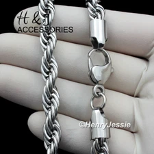 17"20"24"30"MEN's Stainless Steel WIDE 8mm Silver Rope Chain Necklace*AN149
