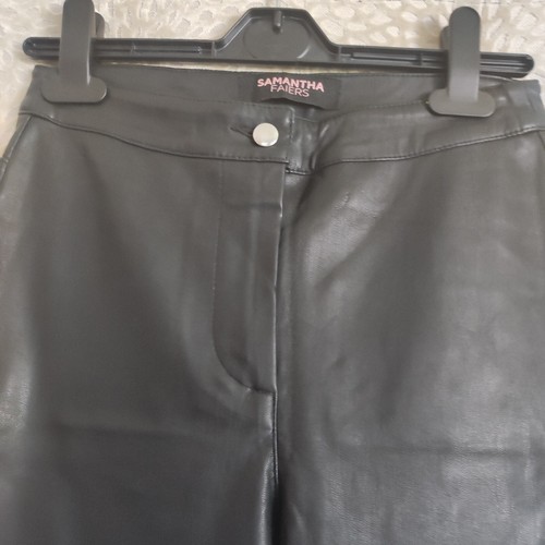 Samantha Faiers Damen schwarz Kunstleder Skinny Hose UK 8 Knöchel Reißverschlusstasche - Bild 3 von 15
