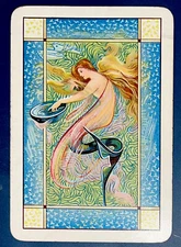 EW382 Swap Playing Cards 1 OLD ENGLISH WIDE STUNNING MERMAID ARTIST POYNTER