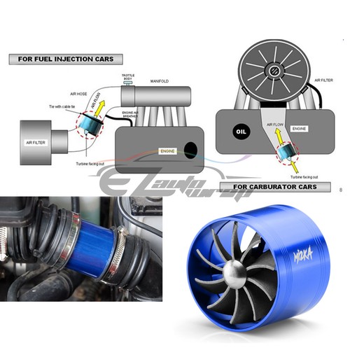 Mi2KA Turbine Air Intake Fuel Gas Saver Single Fan System Turbo 2.5"-3.0" Black - Picture 6 of 7