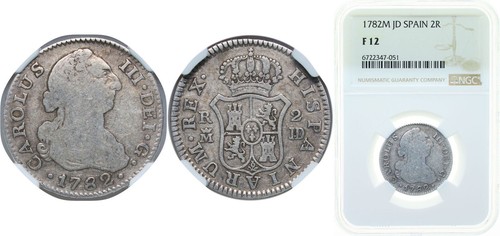Top Pop NGC - 2 Reales Spain 1782 Madrid (R, not Mexiko) - Picture 2 of 5