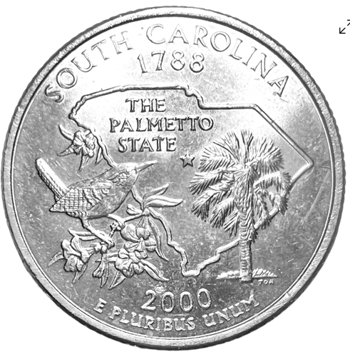 2000 D SOUTH CAROLINA Washington State Quarter US Coin BU “JG Coins” - Picture 2 of 3