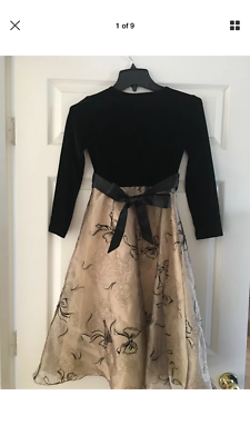 Girls Amy Byer Black Gold Formal Christmas Holiday Party Dress Long Sleeve  (8) | eBay