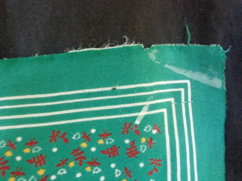 Vintage Fashion Scarf Tiny Floral Green Yellow Red 26" x 25" Polyester - Picture 3 of 5