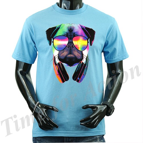 DJ Pug Música Auriculares Animales Mascota Perro Divertida Broma Humor Humor Gráfico Camiseta - Imagen 15 de 16