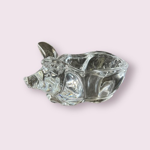 Vintage Clear Heavy Glass Pig Votive Holder - Picture 1 of 6