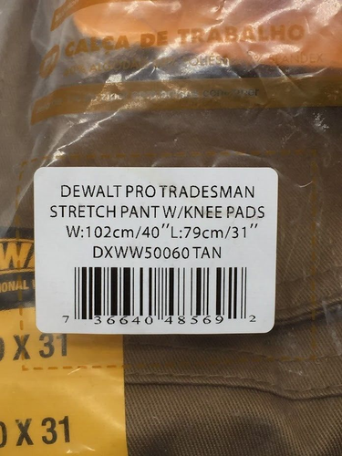 Dewalt Pro Tradesman Men's Stretch Work Pants 40 x 31 - Tan/Black Knee Pads - Picture 3 of 7