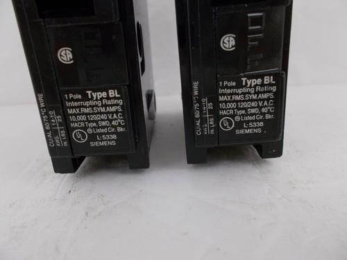 SIEMENS CIRCUIT BREAKER B120 *SET OF 2* 1POLE/ 20AMPS/ 240V - Picture 2 of 5