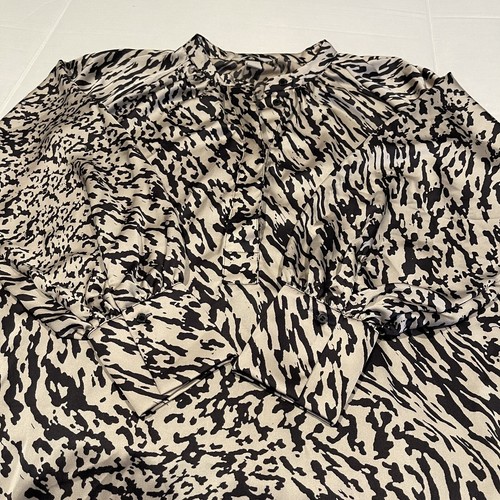 H&M Shirt Dress Womens Size XLarge Animal Print Long Sleeve Tunic Belt Satin - Picture 10 of 19
