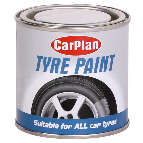 Carplan Tyre Paint Black Tin 250ml New Look Restorer Tyres Mudflaps Brush on x 2 - Picture 2 of 3
