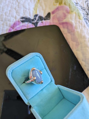 ANILLO PLATA ESTERLINA ESTILO MARQUÉS PIEDRA AZUL CON 4 PUNTAS 10,14 GRAMOS TALLA 7 - Imagen 2 de 6
