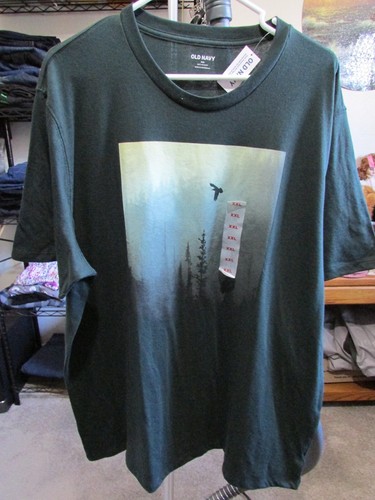 Old Navy T-Shirt Soft Washed Dunkelgrün S/S Baumwollmischung Grafik Übergröße XXL