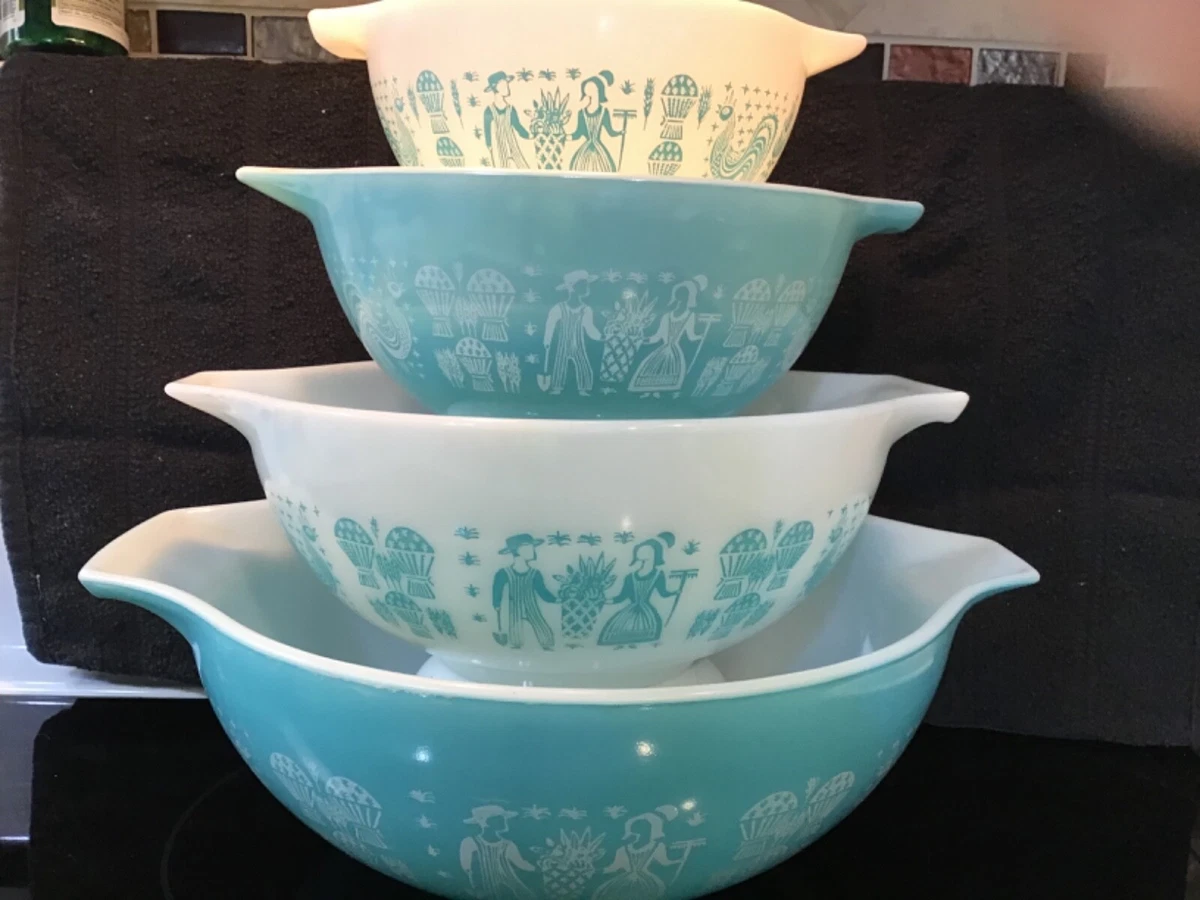 Pyrex Turquoise Butterprint Mixing Bowls Set blog.knak.jp