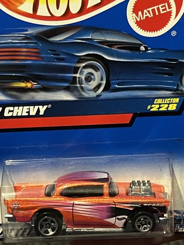 Hot Wheels Blaue Karte 1957 Chevy 1/64 Druckguss Auto Sammler #228 im Jahr 2000 - Bild 3 von 14