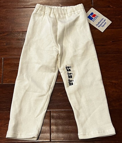 Russell Athletic White Fleece Youth Sz 4 8 Elastic Waist Jogging Track Pants NWT - Picture 1 of 5