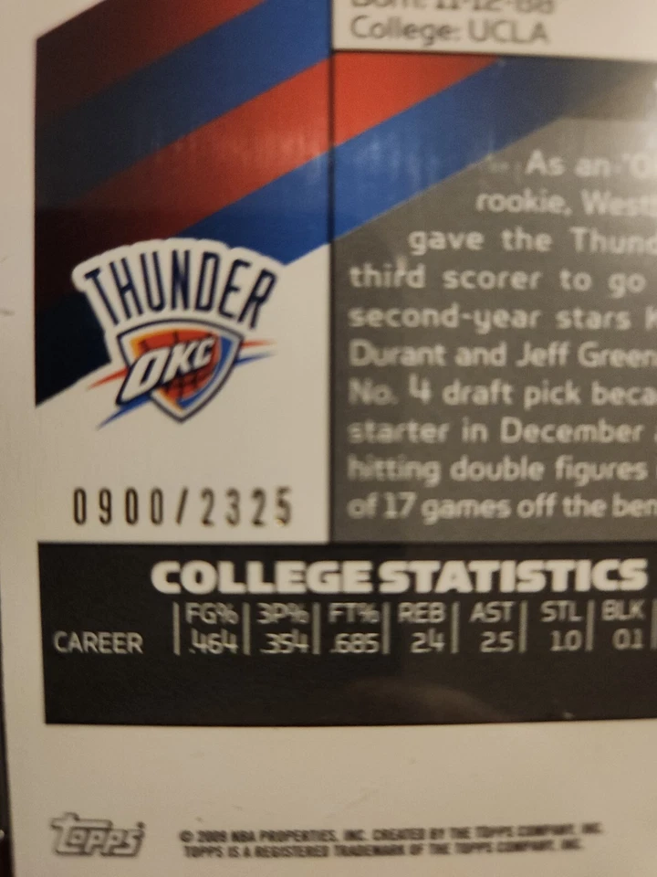 2008-09 Topps Signature Russell Westbrook Rookie  #ts-rw Psa Gem Mint 10 !!! - Image 4 of 4
