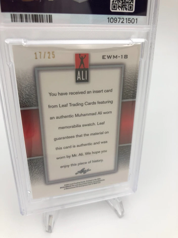 MUHAMMAD ALI  EVENT WORN 2011 LEAF METAL RARE/25 PRISM BLUE Relic PSA AUTHENTIC - Image 4 of 4